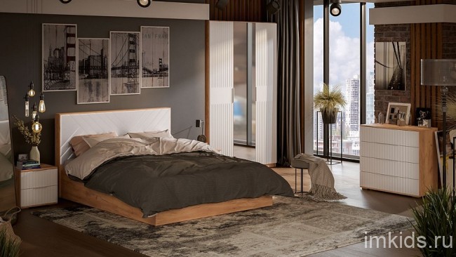 Гарнитур для спальни Хилтон (дуб крафт золотой белый белый )