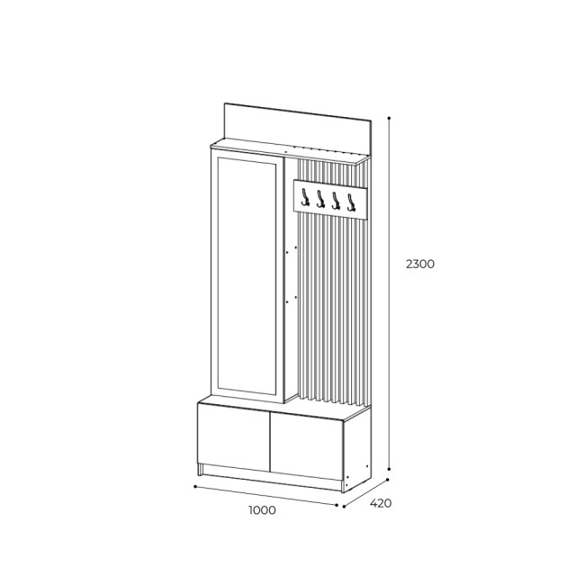Вешалка Стоуби, дуб крафт/белый глянец