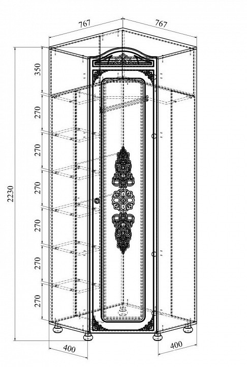 Шкаф платяной Ассоль плюс АС-521К (ваниль ваниль  767x767x2160)