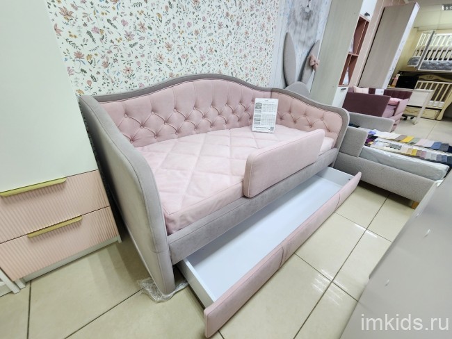 Кровать "Канди", спальное место 170х80, ткань тедди 324/306 (5 категория)