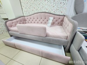 Кровать "Канди", спальное место 170х80, ткань тедди 324/306 (5 категория)