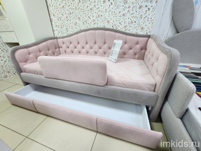Кровать "Канди", спальное место 170х80, ткань тедди 324/306 (5 категория)