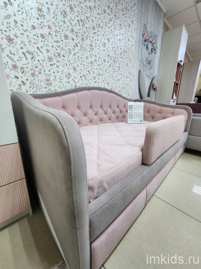 Кровать "Канди", спальное место 170х80, ткань тедди 324/306 (5 категория)