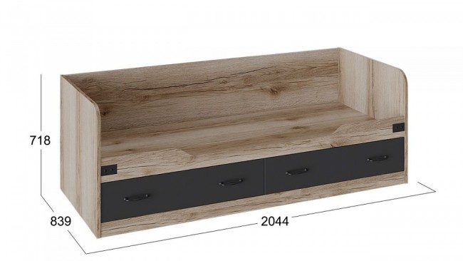 Кровать Окланд ТД-324.12.01 (дуб делано черный  2044x839x718)