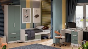 Гарнитур для детской Марли (белый серо-голубой  )