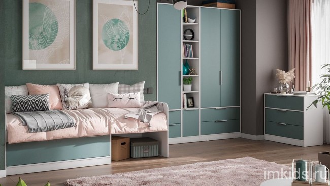 Гарнитур для детской Марли (белый серо-голубой  )