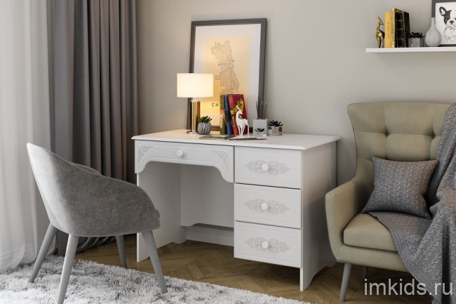 Стол письменный Ассоль АС-06 (белое дерево белое дерево  1100x600x750)