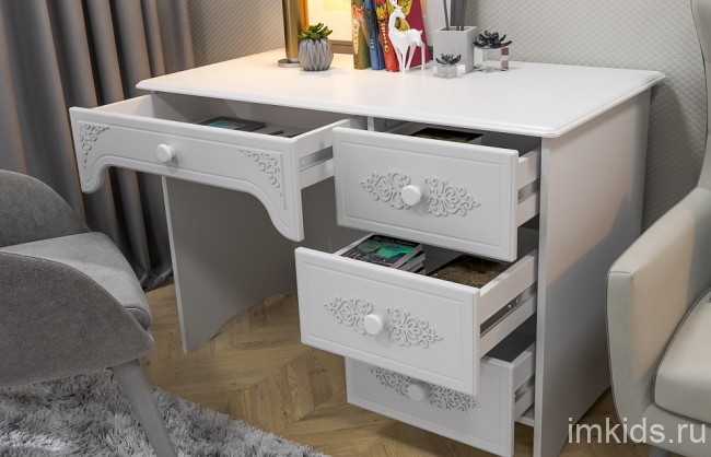 Стол письменный Ассоль АС-06 (белое дерево белое дерево  1100x600x750)