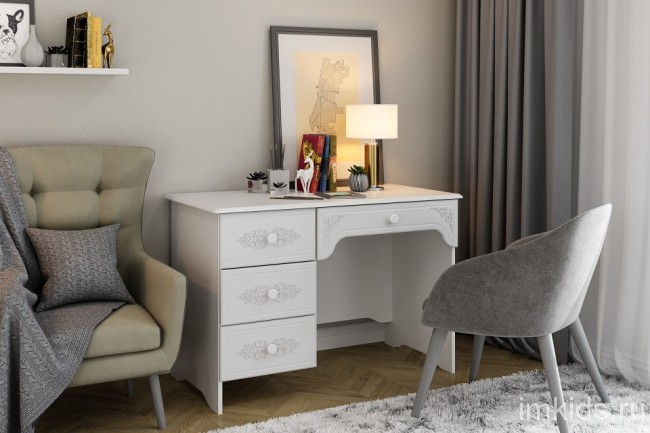 Стол письменный Ассоль АС-06 (белое дерево белое дерево  1100x600x750)