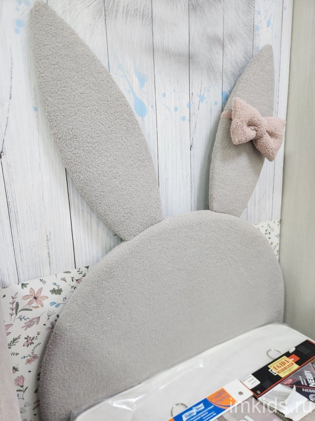 Кровать "Зайка", спальное место 160х80, ткань Барни Сильвер