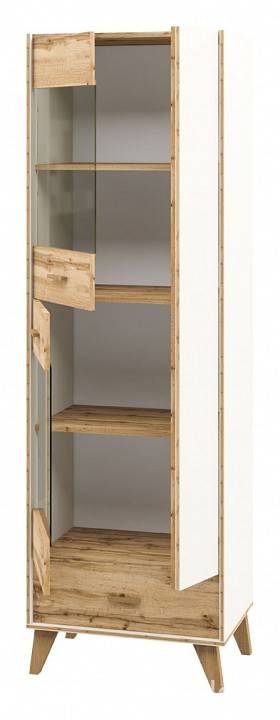 Шкаф комбинированный Сканди МН-036-10 (белый, дуб вотан белый, дуб вотан, неокрашенный  630x400x2000)