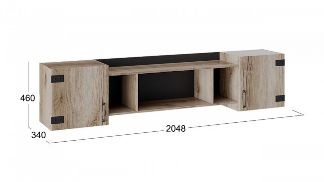 Полка комбинированная Окланд ТД-324.12.21 (дуб делано, черный дуб делано  2048x340x460)