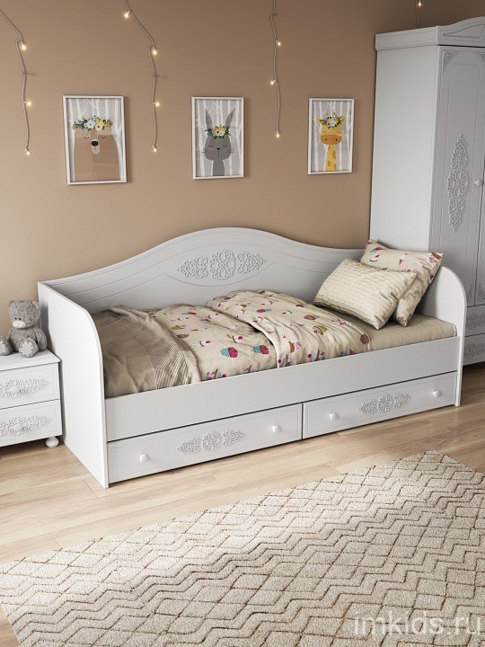 Кровать Ассоль АС-10 (белое дерево белое дерево  2040x855x950)