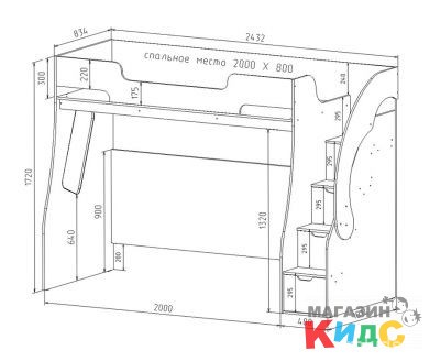 Кровать-чердак Фанки Кидс 23