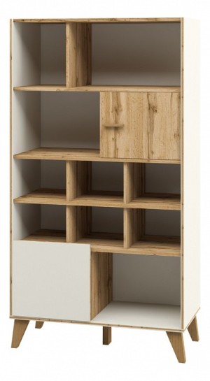 Стеллаж комбинированный Сканди МН-036-11 (белый, дуб вотан белый, дуб вотан  810x400x1640)