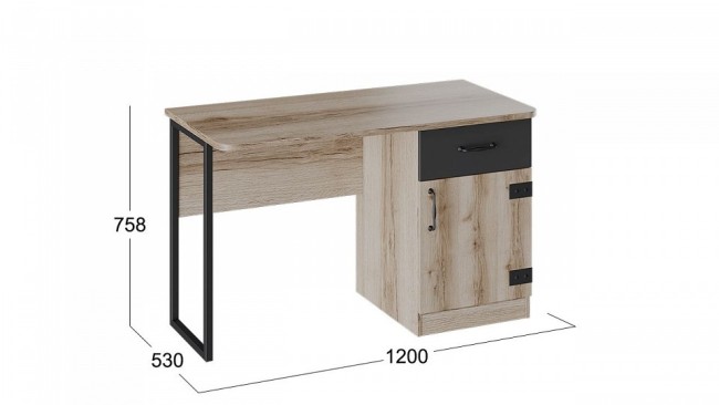 Стол письменный Окланд ТД-324.15.02 (дуб делано, черный дуб делано, черный  1200x530x758)