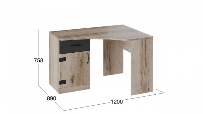 Стол письменный Окланд ТД-324.15.03 (дуб делано, черный дуб делано, черный  1200x890x758)
