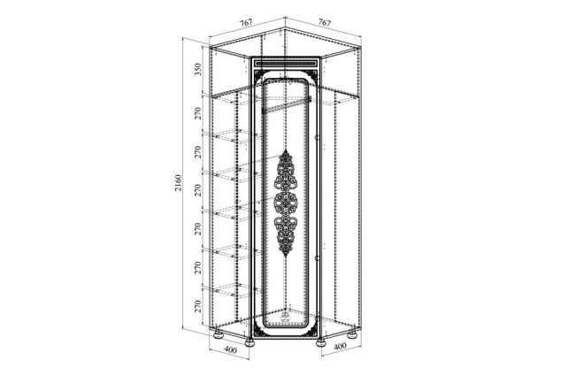 Шкаф платяной Ассоль плюс АС-52К (ваниль ваниль  767x767x2160)