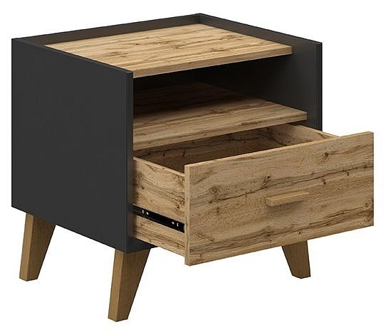 Тумбочка Сканди (графит, дуб вотан дуб вотан  500x400x540)