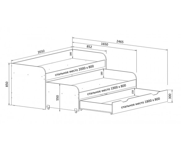 Двухярусная выкатная кровать Фанки 8