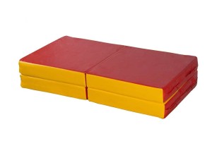 Мат № 11 (100 х 100 х 10) складной 4 сложения "KMSsport" красно/жёлтый