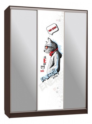 Шкаф-купе Бассо 9-600 энерджи (венге зеркальный, цветной рисунок  1770x604x2305)
