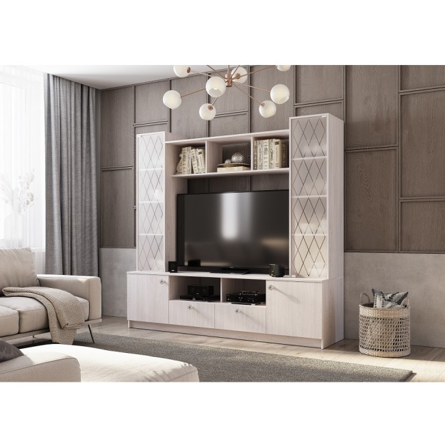 Стенка в гостиную Зарина ЦС-01, ясень белый