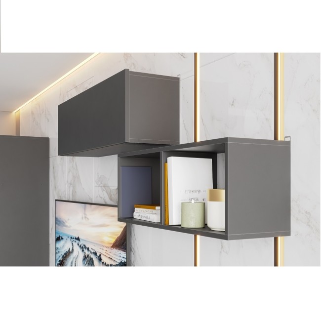 Полка книжная навесная Денвер, графит