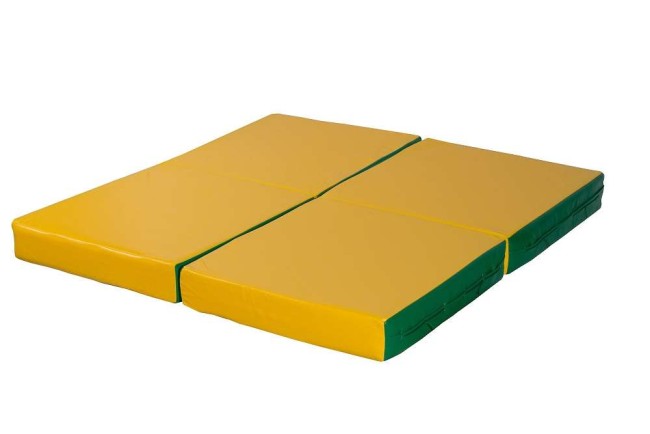 Мат № 11 (100 х 100 х 10) складной 4 сложения "KMSsport" зелёно/жёлтый Мат № 11 (100 х 100 х 10) складной 4 сложения "KMSsport" зелёно/жёлтый