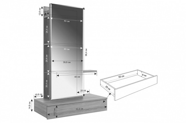 Стол туалетный Мария (белое дерево белое дерево  706x330x1116)