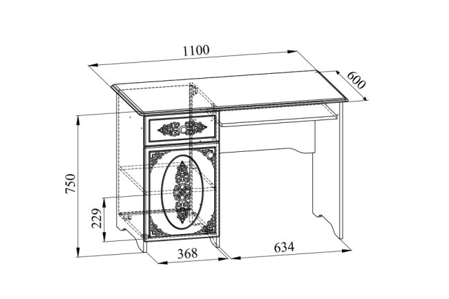 Стол компьютерный Ассоль АС-242К (белое дерево белое дерево  1100x600x750)