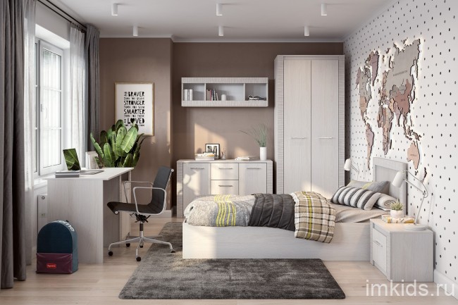 Полка навесная (1300) "Гамма 20" Ясень Анкор светлый