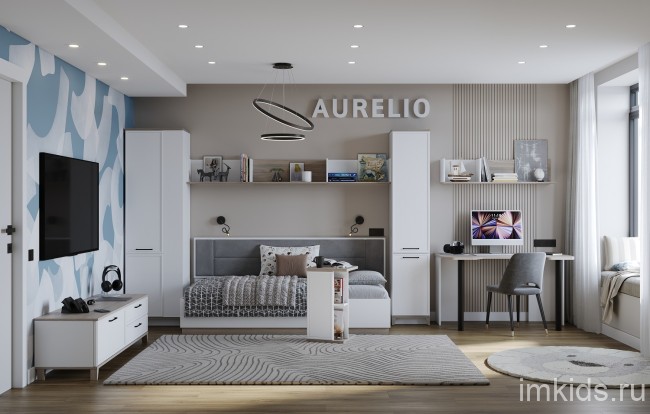 Стол компьютерный Аурелио 84, Блэквуд Сатиновый - Белый