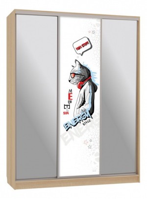 Шкаф-купе Бассо 9-600 энерджи (дуб сонома зеркальный, цветной рисунок  1770x604x2305)