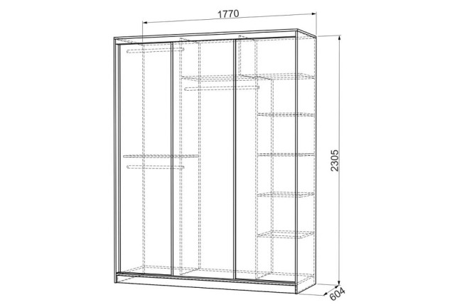 Шкаф-купе Бассо 9-600 энерджи (дуб сонома зеркальный, цветной рисунок  1770x604x2305)