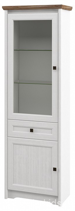 Шкаф-витрина Тиволи МН-035-01 (белый, дуб стирлинг белый  690x380x2080)