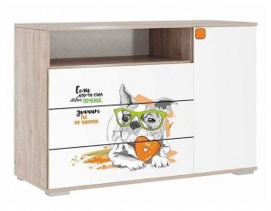 Тумба комбинированная Зоо (дуб мария белый с цветным рисунком  1050x418x724)