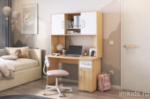 Стол компьютерный Лайт К2 (дуб сонома белый, дуб сонома  1200x600x1800)