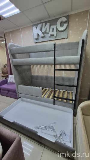 Кровать двухярусная "Бондо", спальное место 170х80, ткань тедди 022