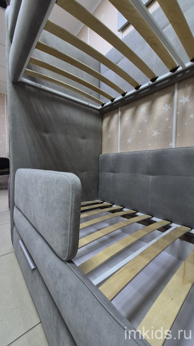 Кровать двухярусная "Бондо", спальное место 170х80, ткань тедди 022