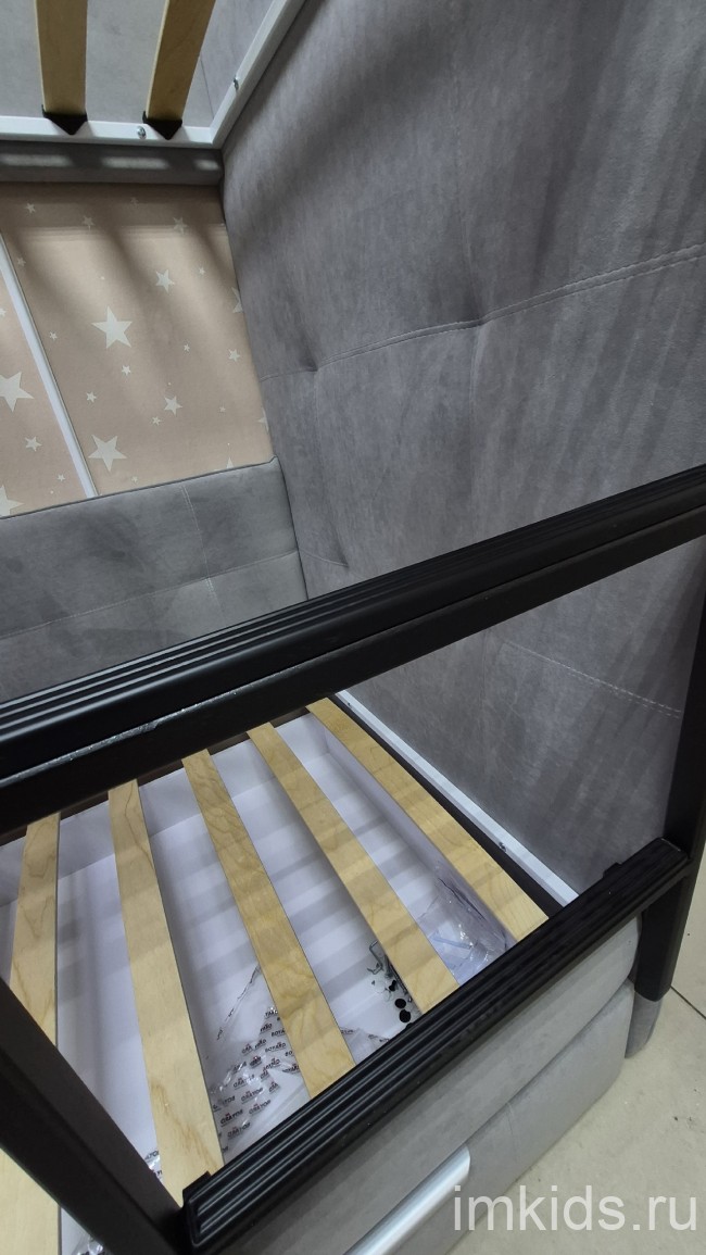 Кровать двухярусная "Бондо", спальное место 170х80, ткань тедди 022