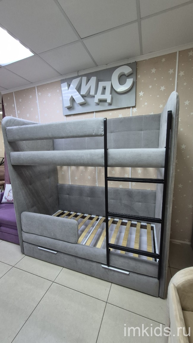 Кровать двухярусная "Бондо", спальное место 170х80, ткань тедди 022