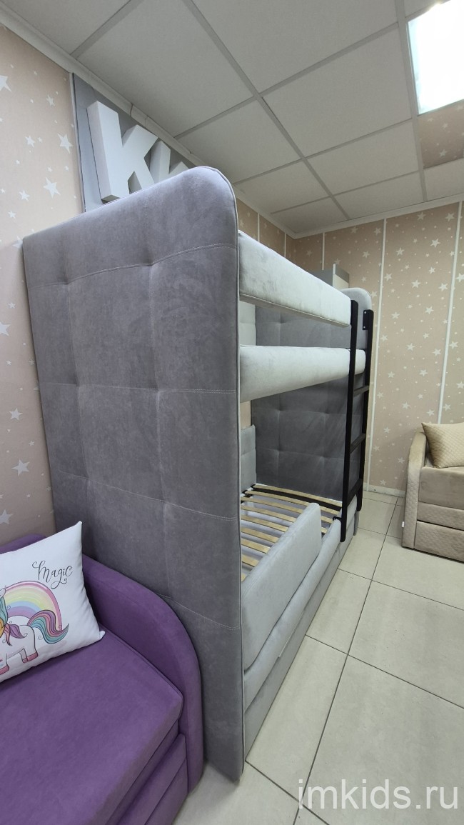 Кровать двухярусная "Бондо", спальное место 170х80, ткань тедди 022