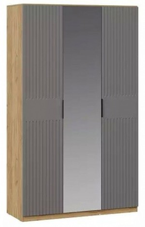 Шкаф платяной Хилтон (дуб крафт золотой графит, зеркальный  1350x532x2260)