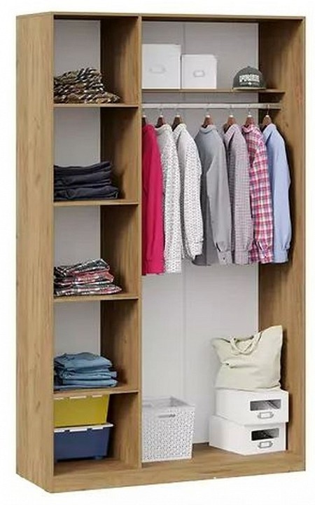 Шкаф платяной Хилтон (дуб крафт золотой графит, зеркальный  1350x532x2260)