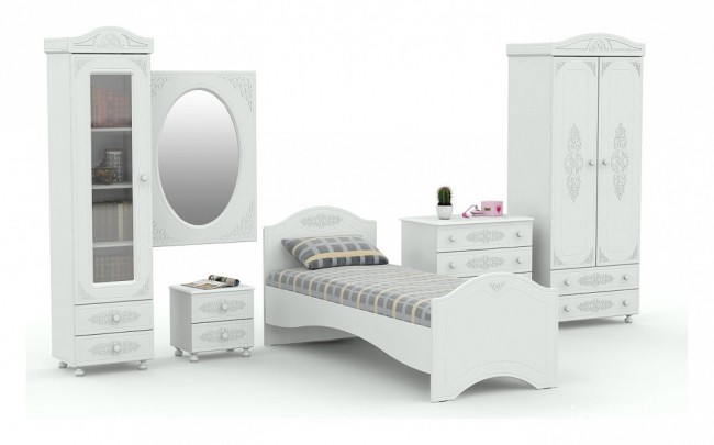 Кровать односпальная Ассоль АС-26 (белое дерево   2060x854x905)