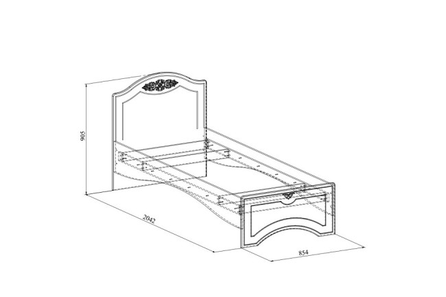 Кровать односпальная Ассоль АС-26 (белое дерево   2060x854x905)