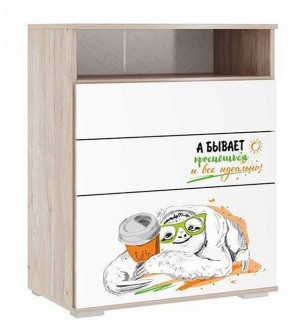 Тумба комбинированная Зоо (дуб мария белый с цветным рисунком  706x418x892)