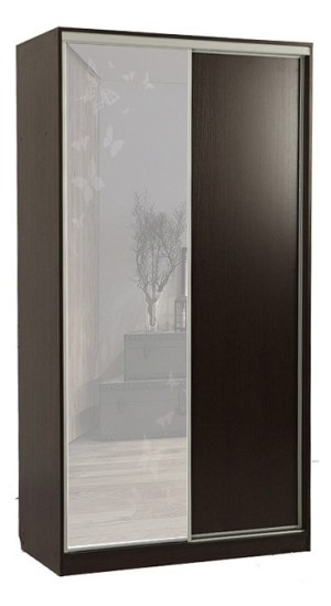Шкаф-купе Рио 1-600 бабочки (венге венге, зеркальный  1200х604х2305)