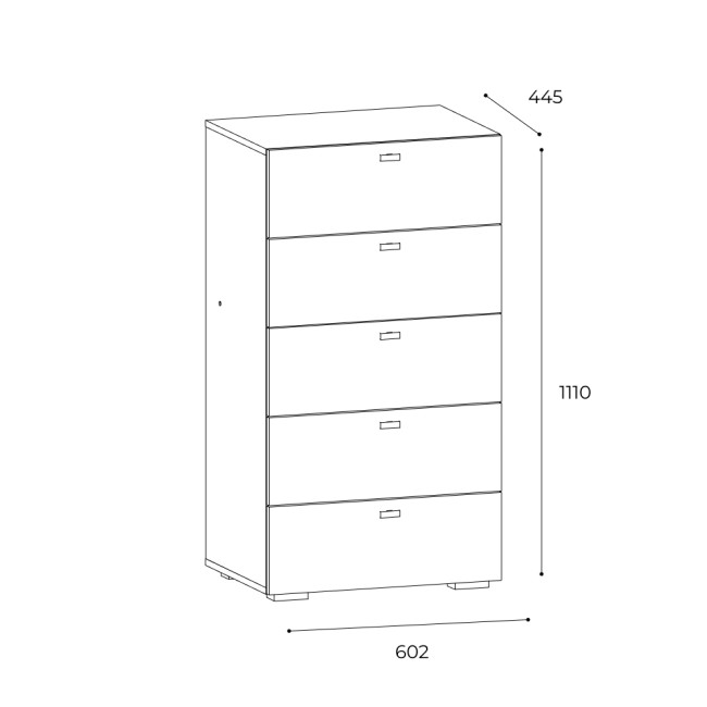 Комод 5 ящиков Скайлайн, белый